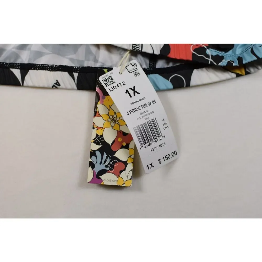 adidas Rich Mnisi Pride Cycling Jersey Womens 1X Black Floral Aeroready